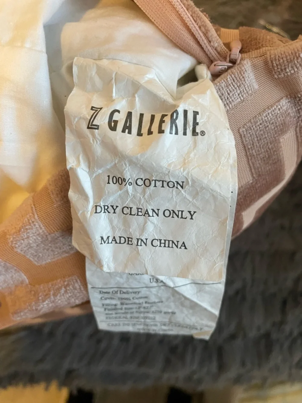Z Gallerie Blush Velvet Lumbar Pillow 17x27 Geometric Greek Key Feather Insert